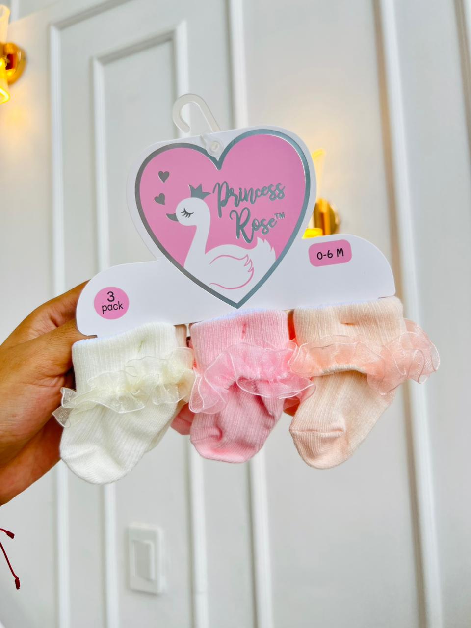 SET MEDIAS PLUSH ¨PRINCESSS ROSE¨ X3 - 0 A 6 MESES