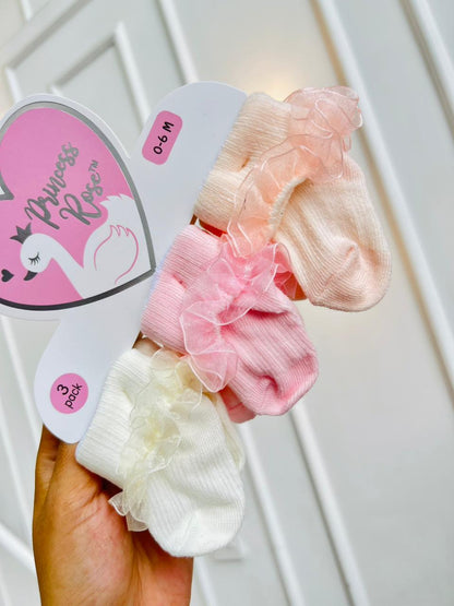 SET MEDIAS PLUSH ¨PRINCESSS ROSE¨ X3 - 0 A 6 MESES