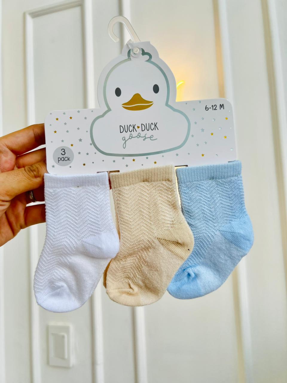SET MEDIAS PLUSH ¨DUCK DUCK GOOSE¨ X3 - 6 A 12 MESES