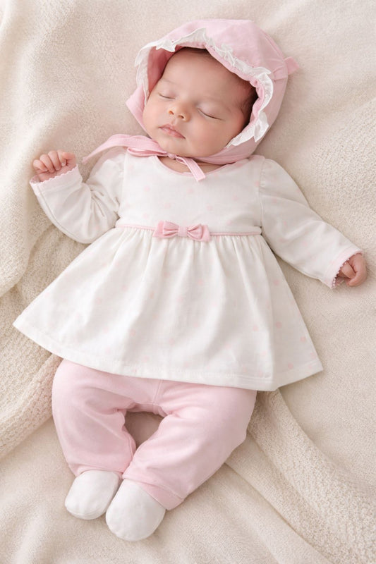 SET PRIMER DIA PARA RECIEN NACIDA - 8 PIEZAS EN ALGODON SUAVE