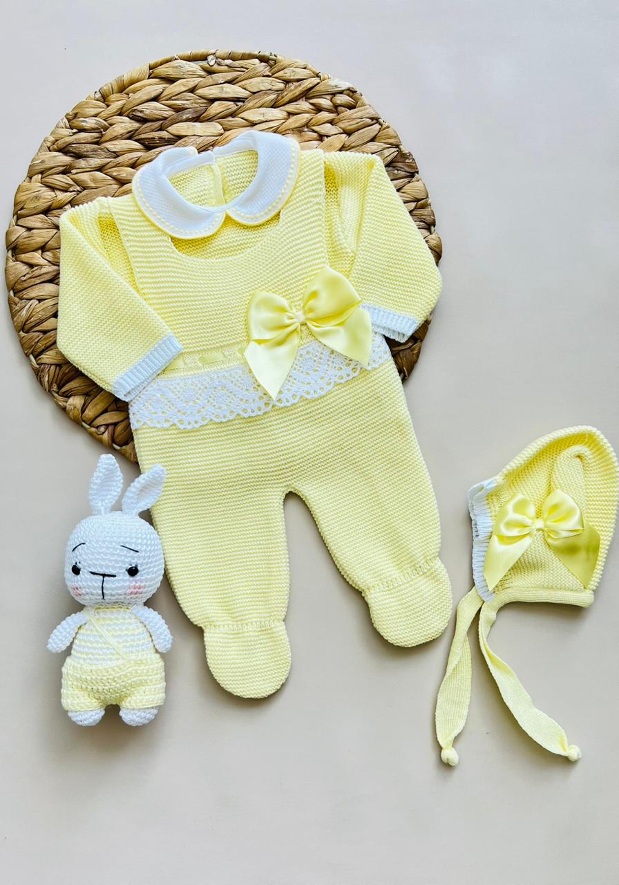 SET MARA TEJIDO PREMIUM - ELEGANCIA Y DELICADEZ - COLOR AMARILLO