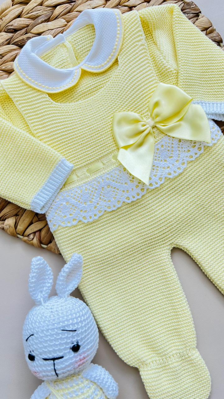 SET MARA TEJIDO PREMIUM - ELEGANCIA Y DELICADEZ - COLOR AMARILLO