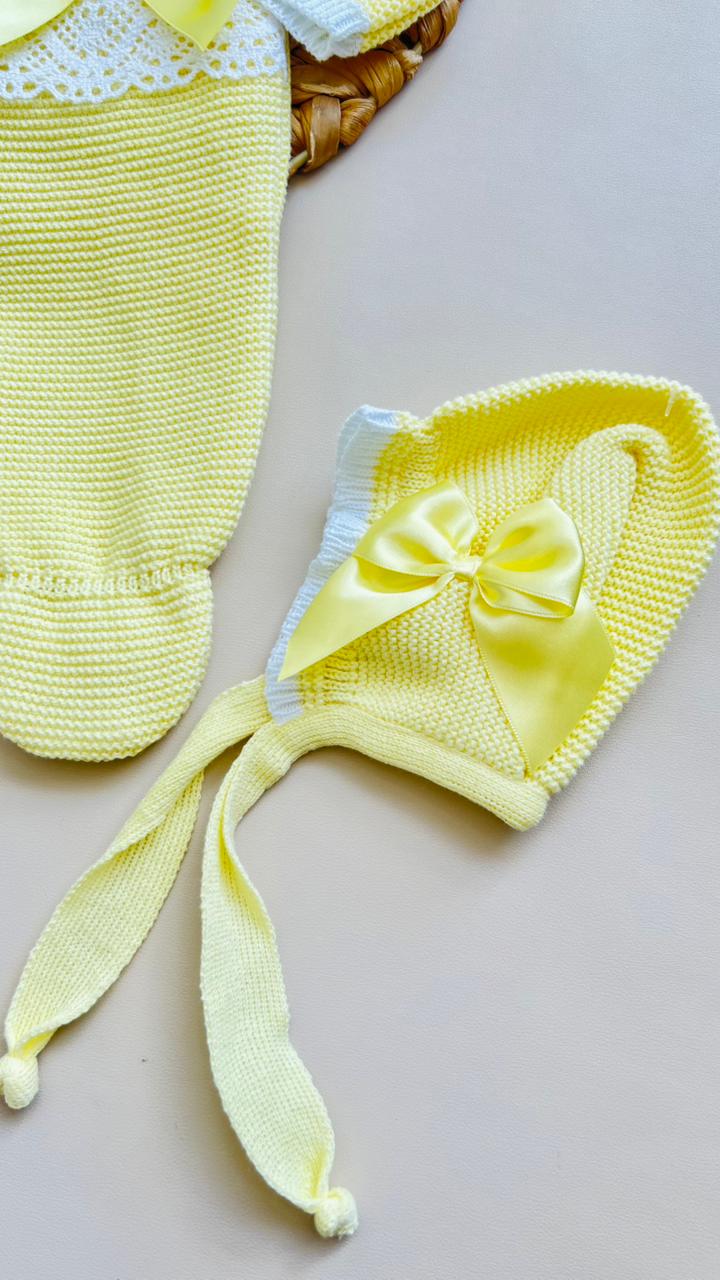 SET MARA TEJIDO PREMIUM - ELEGANCIA Y DELICADEZ - COLOR AMARILLO