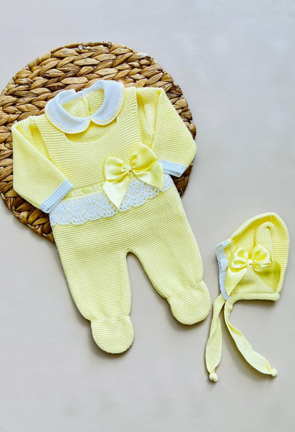 CONJUNTO MARA TEJIDO PREMIUM - ELEGANCIA Y DELICADEZ - COLOR AMARILLO