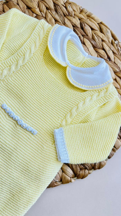 SET MARA TEJIDO PREMIUM - ELEGANCIA CLASICA - COLOR AMARILLO