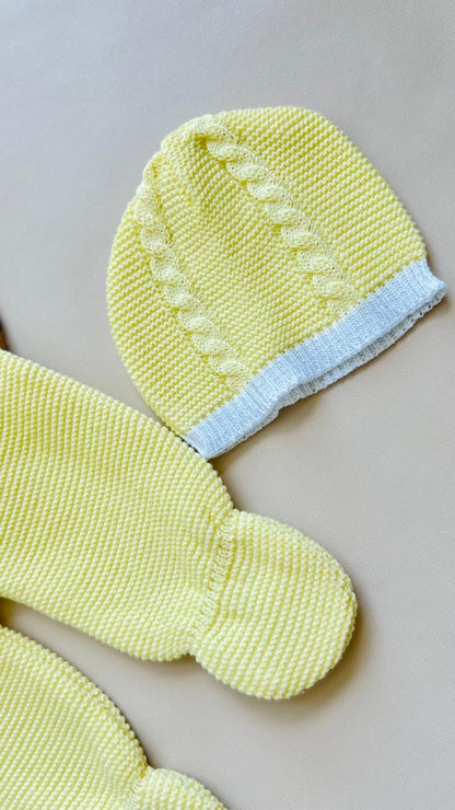 CONJUNTO MARA TEJIDO PREMIUM - ESTILO CLASICO - COLOR AMARILLO
