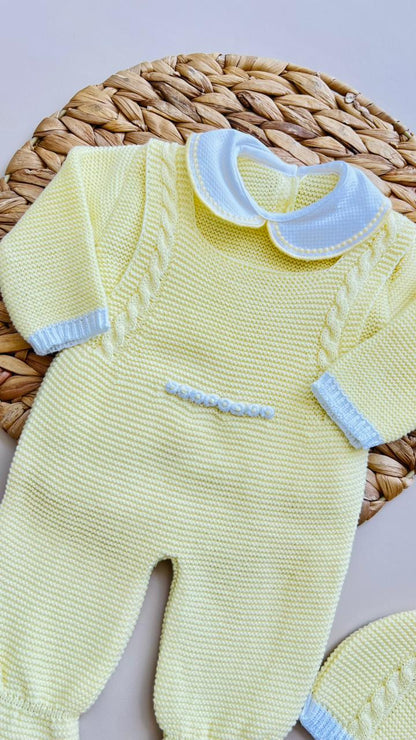 CONJUNTO MARA TEJIDO PREMIUM - ESTILO CLASICO - COLOR AMARILLO