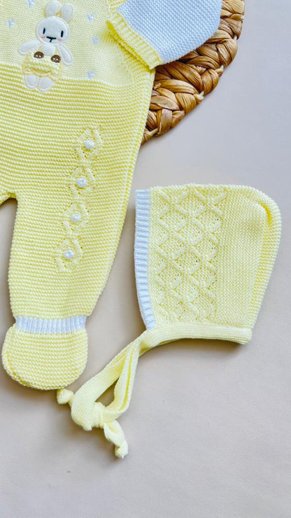 SET MARA TEJIDO PREMIUM - TERNURA Y EXCLUSIVIDAD - COLOR AMARILLO