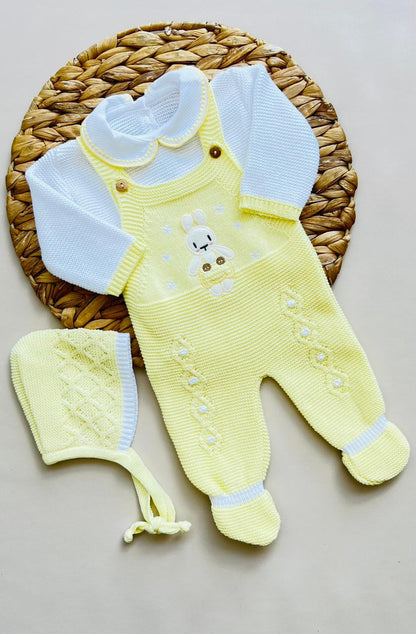 CONJUNTO MARA TEJIDO PREMIUM - TERNURA Y EXCLUSIVIDAD - COLOR AMARILLO