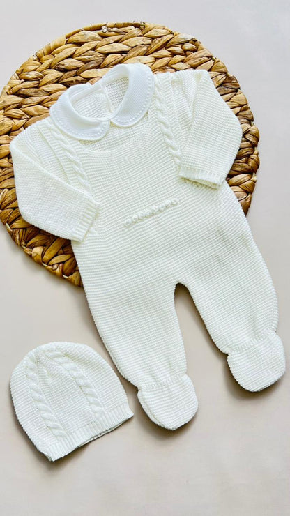 CONJUNTO MARA TEJIDO PREMIUM - TERNURA Y EXCLUSIVIDAD - COLOR BLANCO