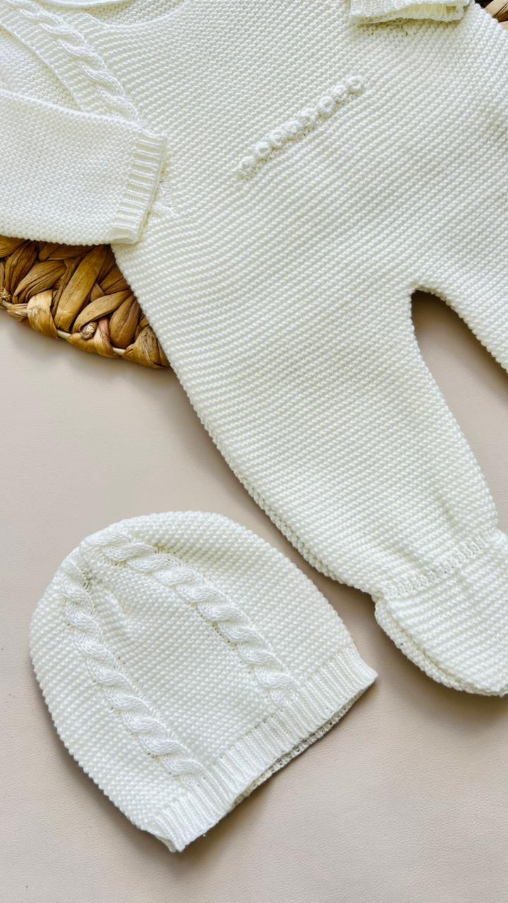 CONJUNTO MARA TEJIDO PREMIUM - TERNURA Y EXCLUSIVIDAD - COLOR BLANCO