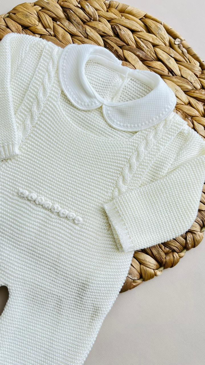CONJUNTO MARA TEJIDO PREMIUM - TERNURA Y EXCLUSIVIDAD - COLOR BLANCO
