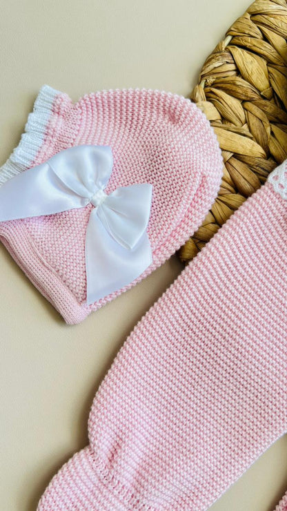 CONJUNTO MARA TEJIDO PREMIUM - DULZURA Y ELEGANCIA - COLOR ROSADO