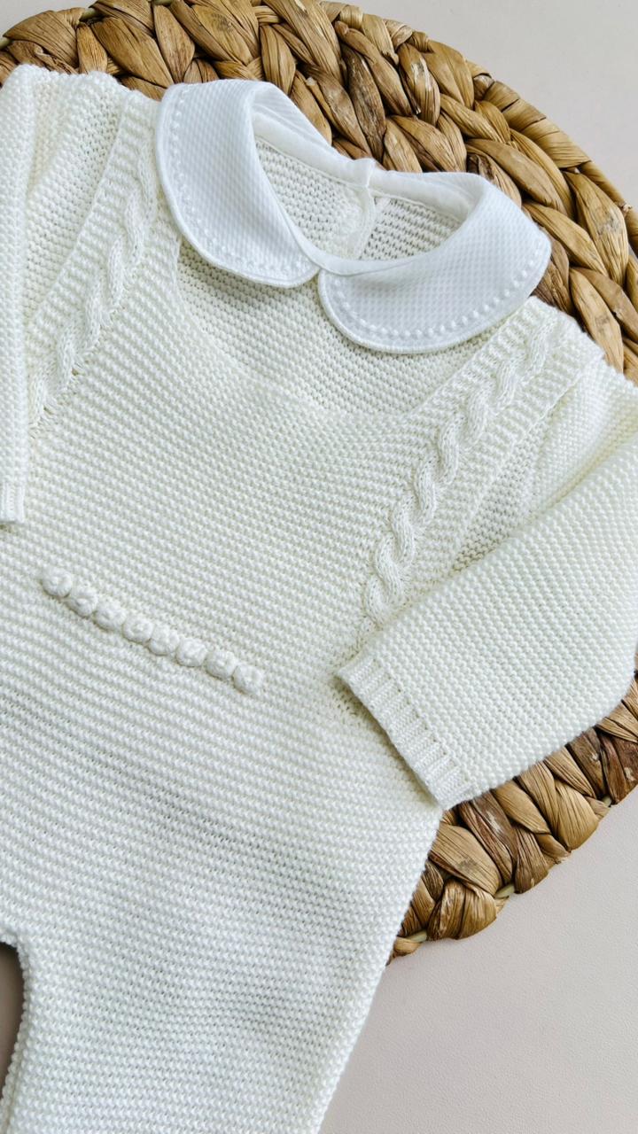 SET MARA TEJIDO PREMIUM - CONEJITA Y AMOR PURA - COLOR BLANCO