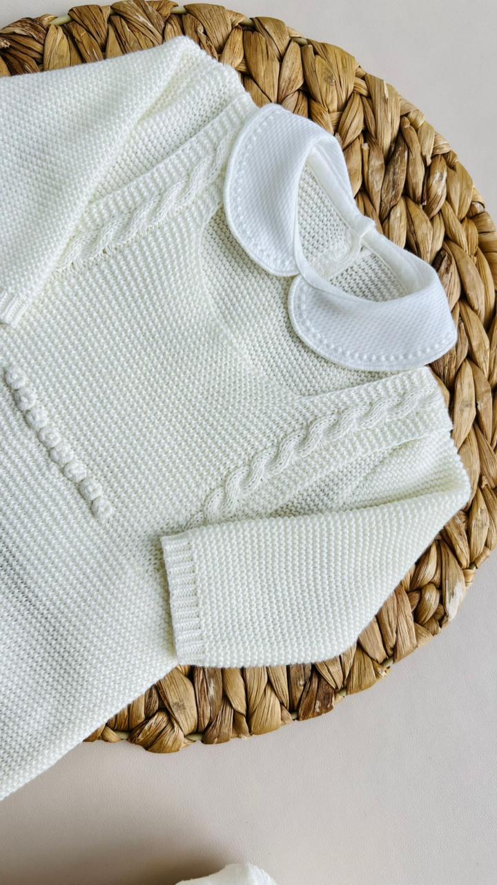 SET MARA TEJIDO PREMIUM - CONEJITA Y AMOR PURA - COLOR BLANCO