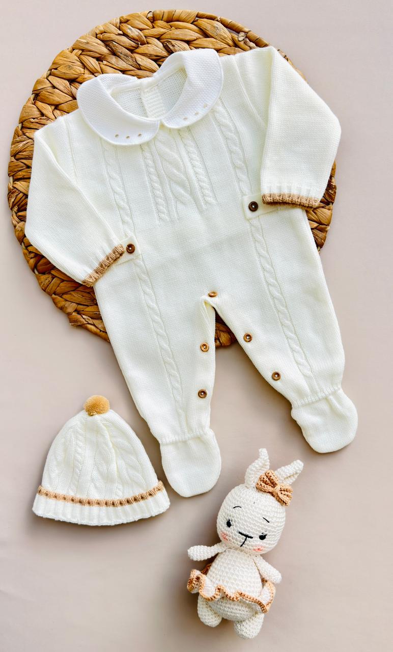 SET MARA TEJIDO PREMIUM - LUJO TERNURA Y DETALLES - COLOR BLANCO
