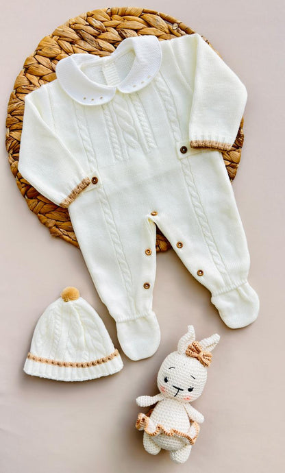 SET MARA TEJIDO PREMIUM - LUJO TERNURA Y DETALLES - COLOR BLANCO