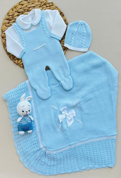 SET MARA TEJIDO PREMIUM - DISEÑO CLASICO - COLOR AZUL