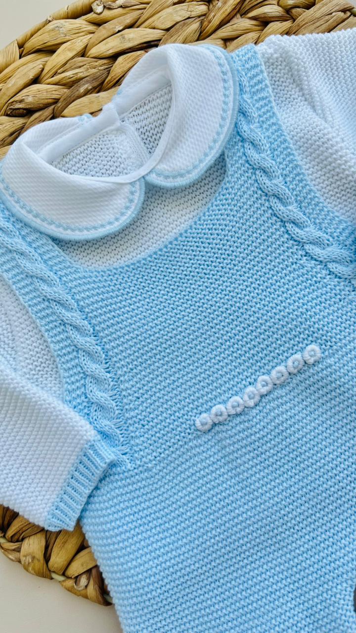 SET MARA TEJIDO PREMIUM - DISEÑO CLASICO - COLOR AZUL