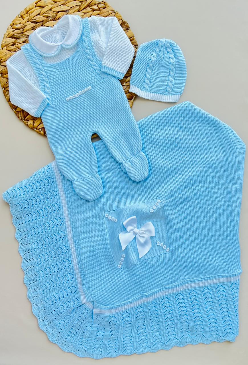 SET MARA TEJIDO PREMIUM - DISEÑO CLASICO - COLOR AZUL