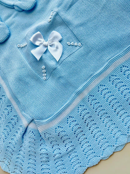 SET MARA TEJIDO PREMIUM - DISEÑO CLASICO - COLOR AZUL