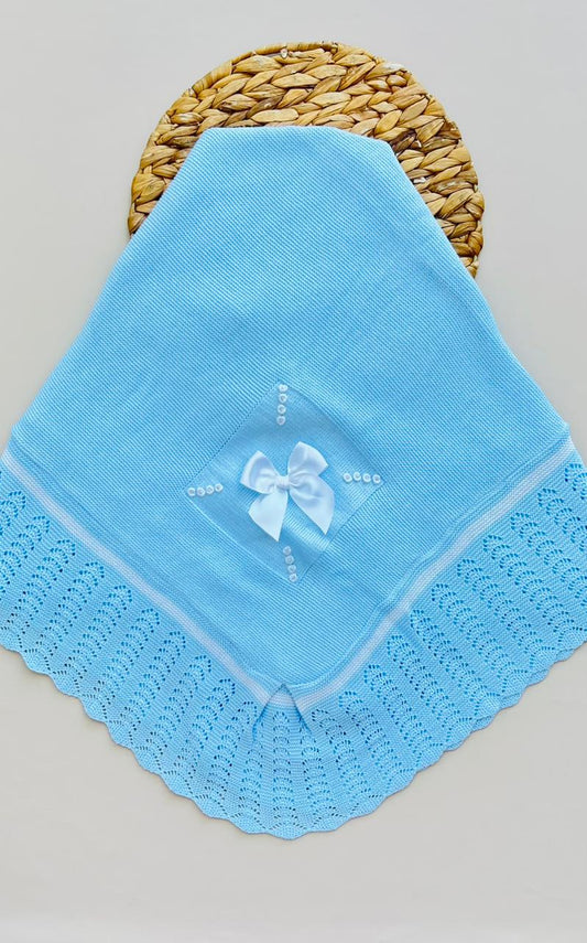 COBIJA MARA TEJIDO PREMIUM - DELICADEZA Y ELEGANCIA - COLOR AZUL
