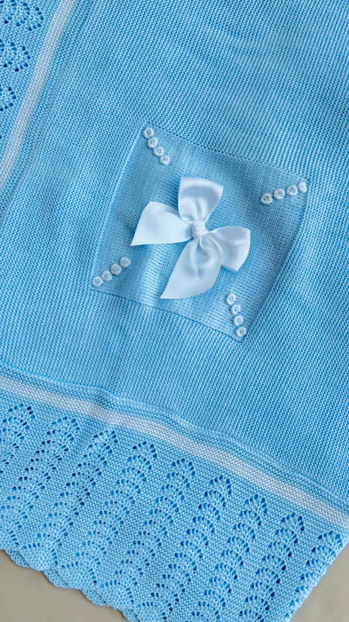 COBIJA MARA TEJIDO PREMIUM - DELICADEZA Y ELEGANCIA - COLOR AZUL