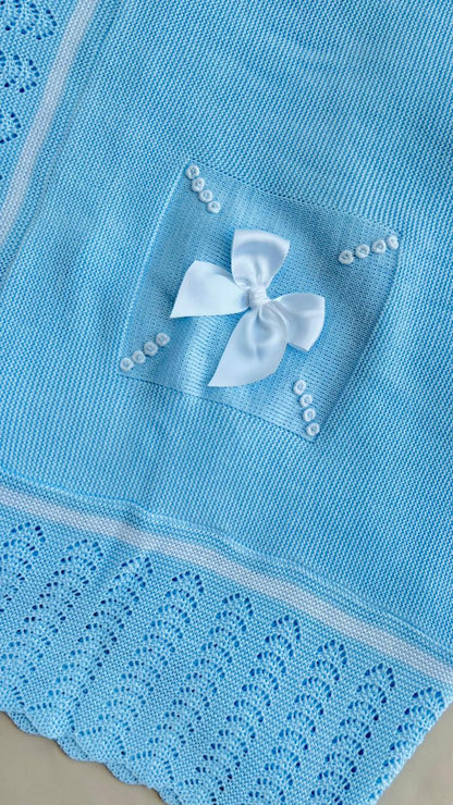 COBIJA MARA TEJIDO PREMIUM - DELICADEZA Y ELEGANCIA - COLOR AZUL