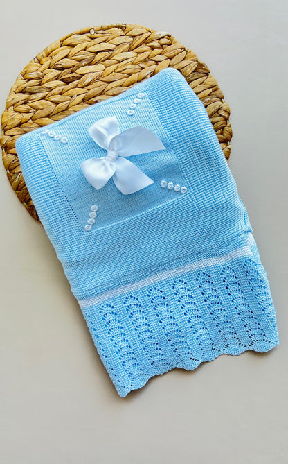 COBIJA MARA TEJIDO PREMIUM - DELICADEZA Y ELEGANCIA - COLOR AZUL