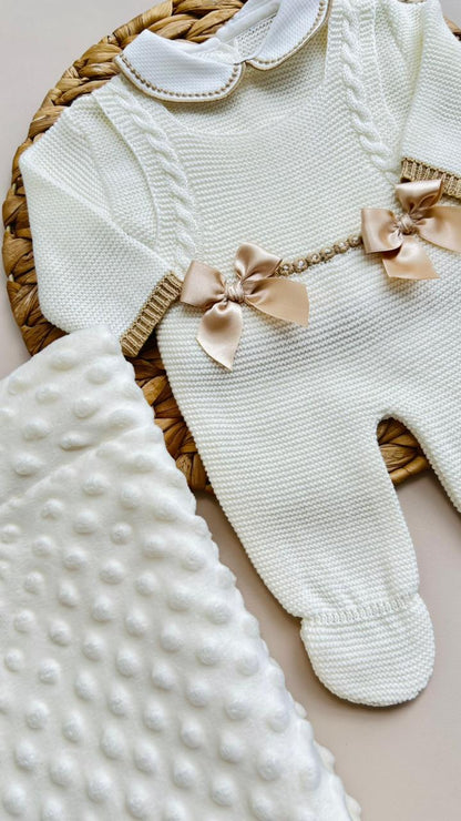 SET MARA TEJIDO PREMIUM - DISEÑO ELEGANTE Y CLASICO - COLOR BLANCO