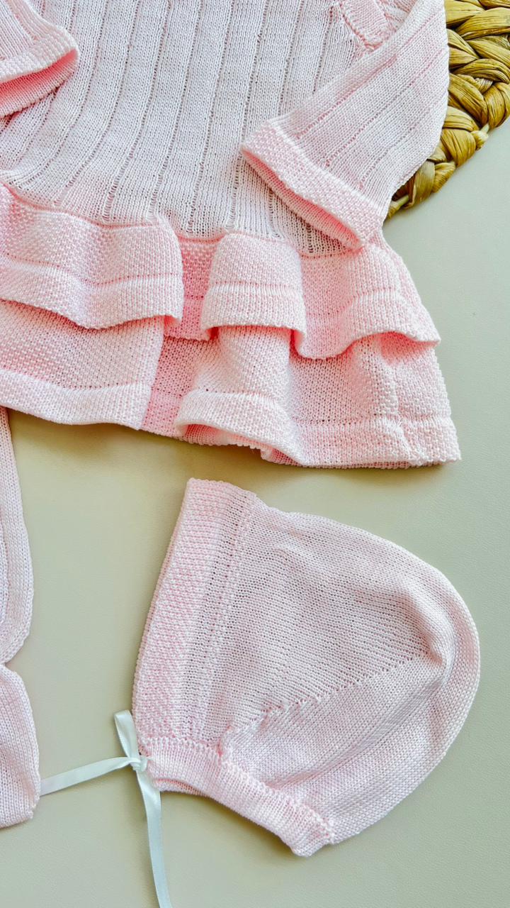 SET TEJIDO DE LUJO PARA BEBÉ - 3 PIEZAS