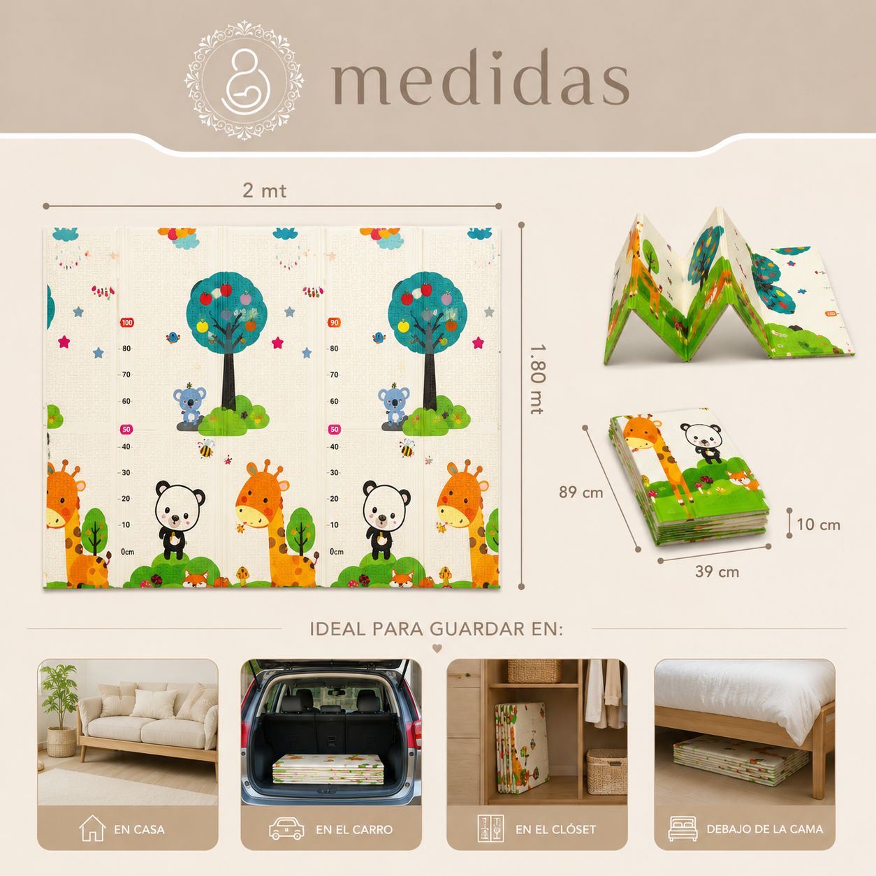 TAPETE DE GATEO DOBLE FAZ - DISEÑO GIRAFA