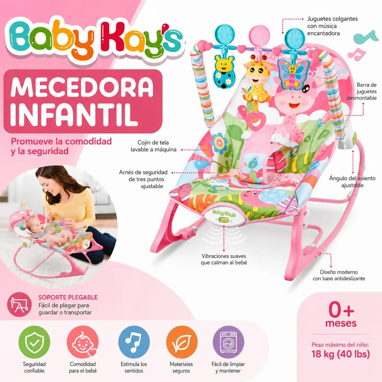 SILLA MECEDORA PARA BEBÉ MULTIFUNCIONAL - DISEÑO GIRAFA