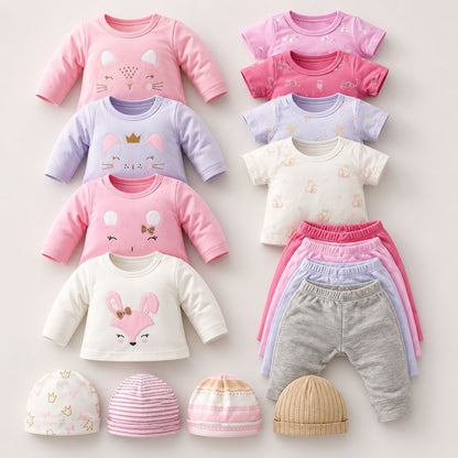 Conjunto Ropa Bebé Niña 16 Piezas – Semanario Recién Nacida | Camisetas, Pantalones y Gorros