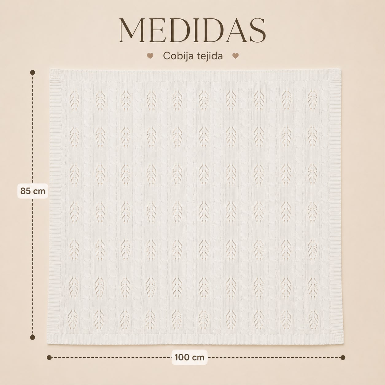 Cobija Tejida para Bebé Premium 100 x 85 cm | color perla