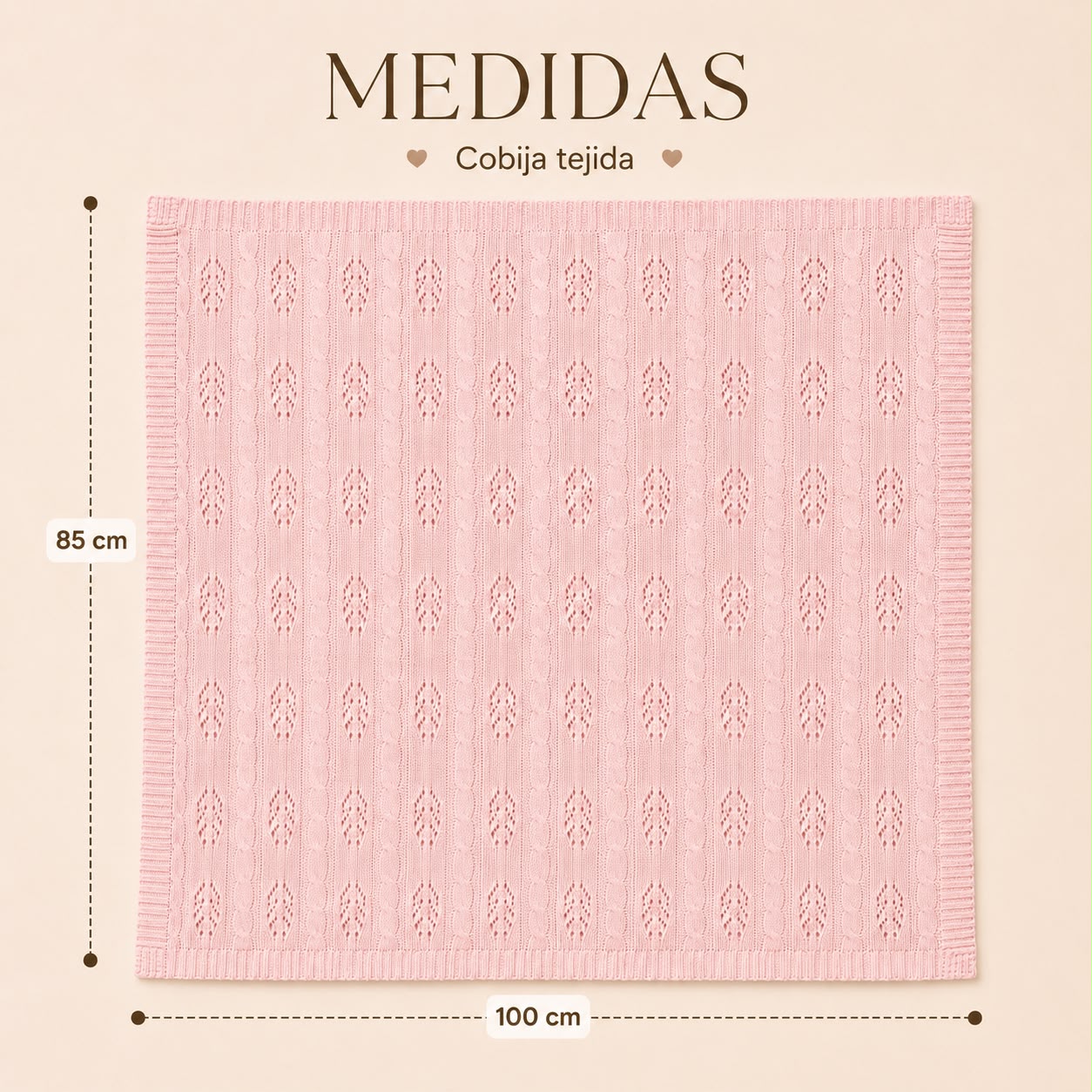 Cobija Tejida para Bebé Premium 100 x 85 cm | color rosa