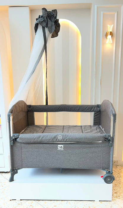 Cuna de Viaje Multifuncional Cool Baby Gris – Toldo, Móvil y Cambiador Incluidos