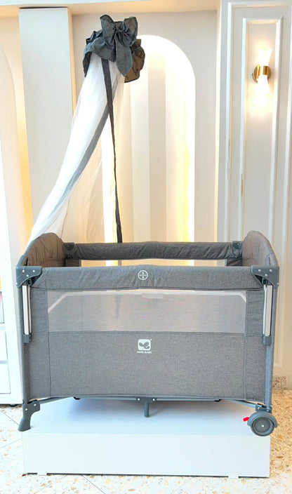 Cuna de Viaje Multifuncional Cool Baby Gris – Toldo, Móvil y Cambiador Incluidos