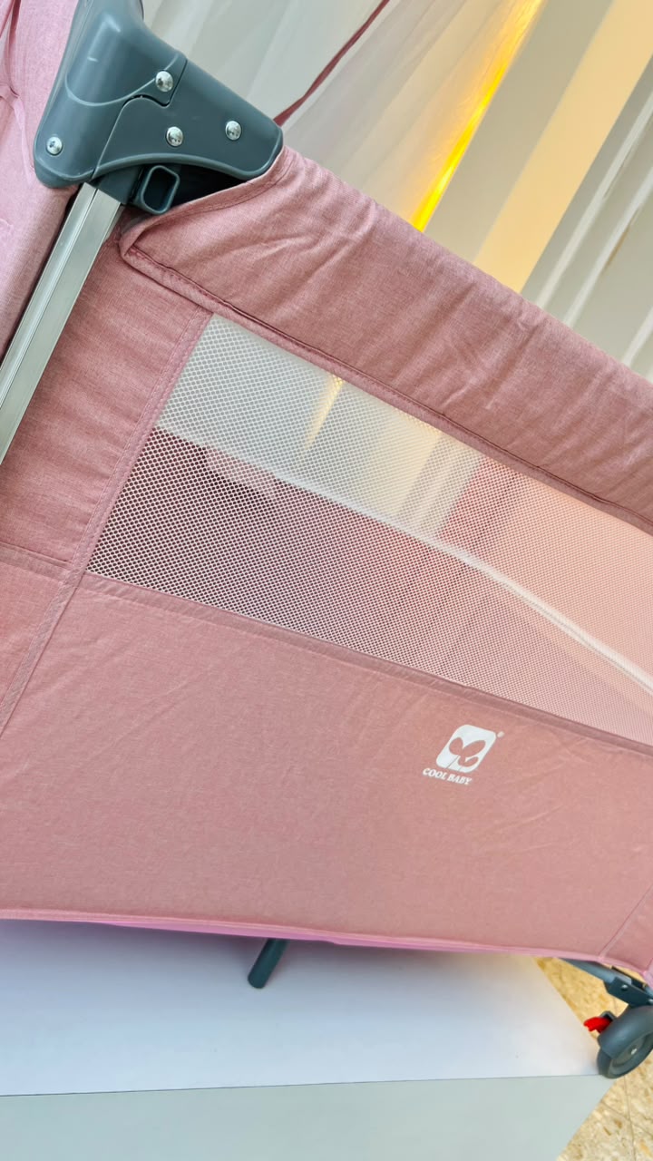 Cuna de Viaje Multifuncional Cool Baby Rosado – Toldo, Móvil y Cambiador Incluidos