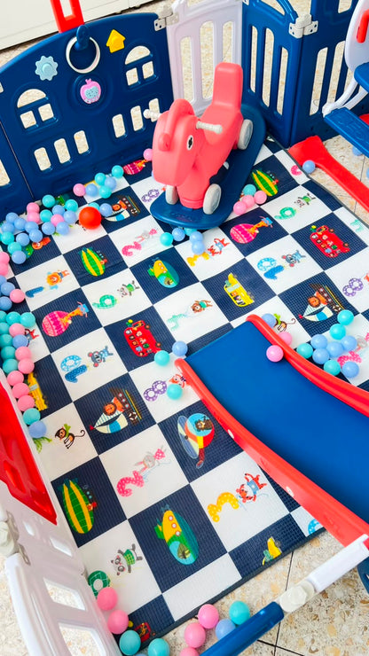 Corral de Juegos para Bebes con Tobogan Columpio Tapete y 117 Pelotas 180x150x60 cm