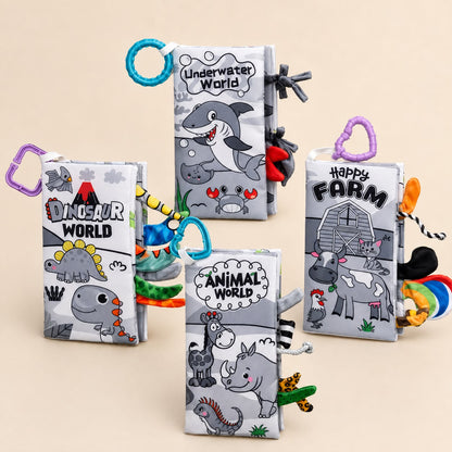 Pack 4 Libros Sensoriales de Tela para Bebé Tiibaby Soft Baby Books