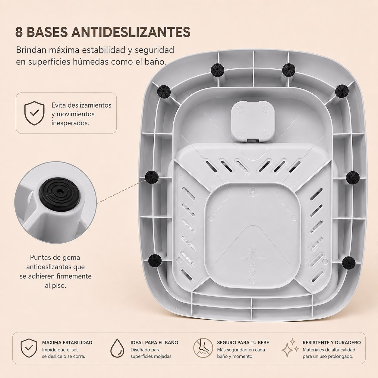 Silla de Baño para Bebé Pato Duck Gris con Soporte Ajustable