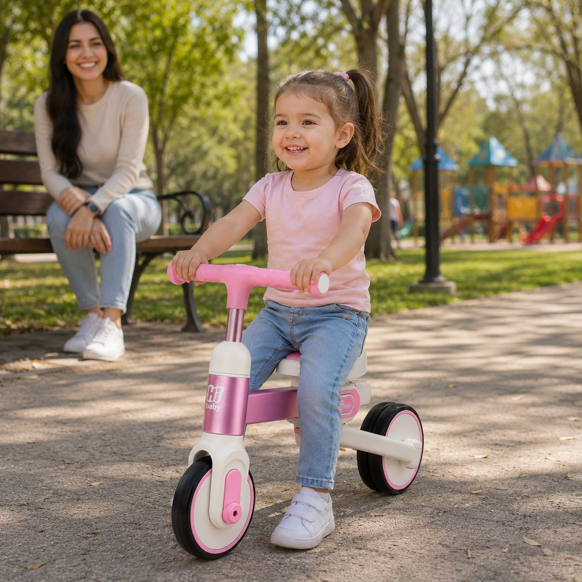 Triciclo Bicicleta de Balance 4 en 1 para Bebé y Niño Rosado