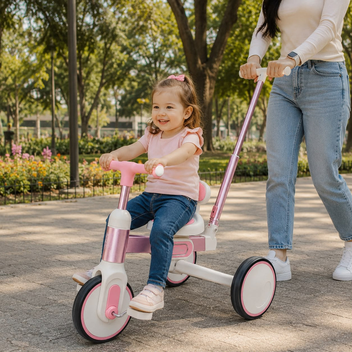 Triciclo Bicicleta de Balance 4 en 1 para Bebé y Niño Rosado
