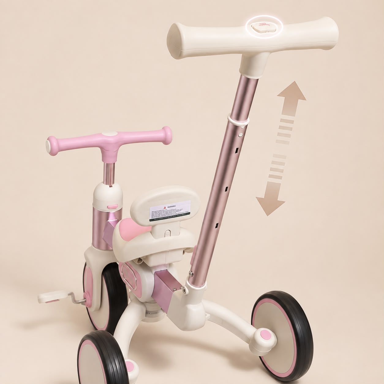 Triciclo Bicicleta de Balance 4 en 1 para Bebé y Niño Rosado