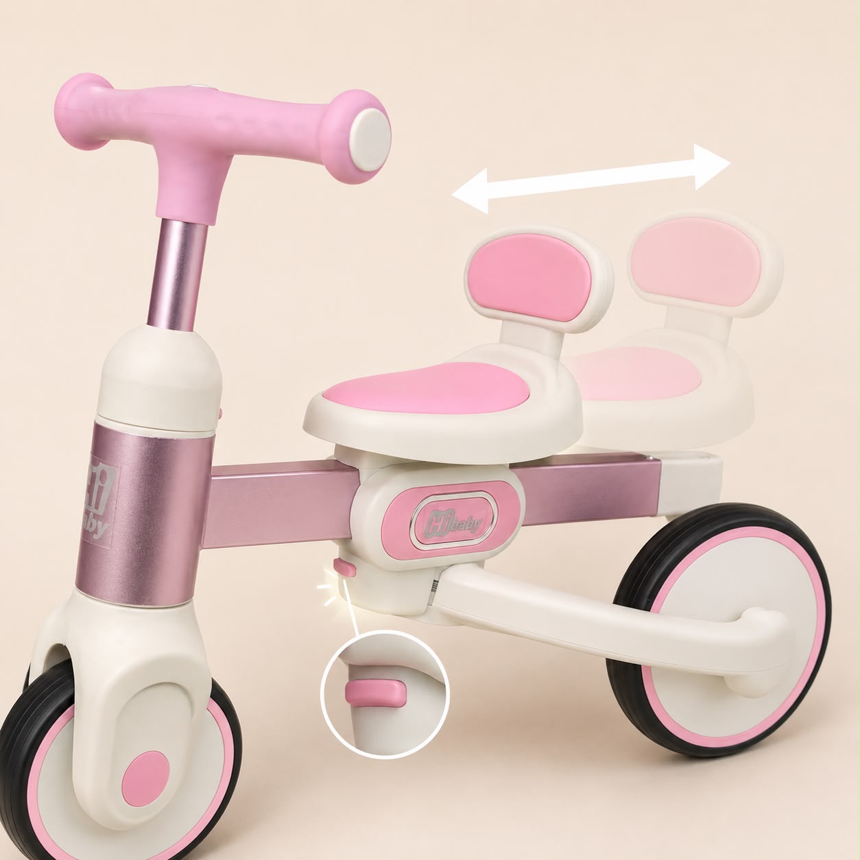 Triciclo Bicicleta de Balance 4 en 1 para Bebé y Niño Rosado