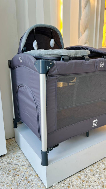 Corral Dubai Coolbaby 5 en 1 con Cambiador, Moisés y Mecedora — Gris