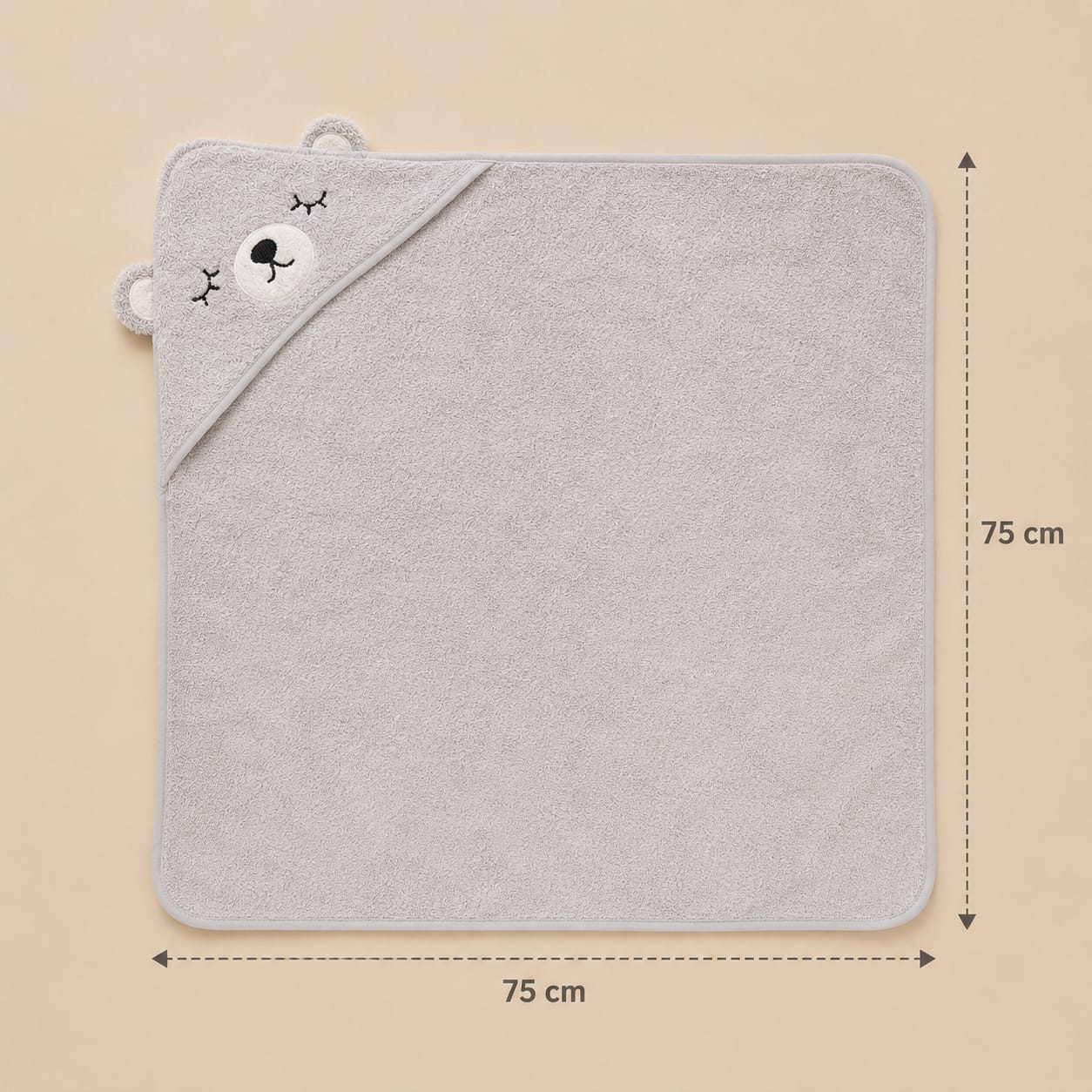 Toalla con Capucha para Bebé — Osito Gris