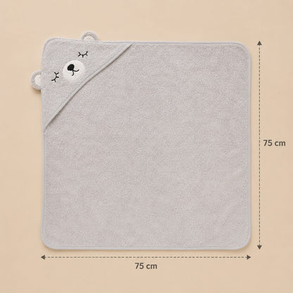 Toalla con Capucha para Bebé — Osito Gris