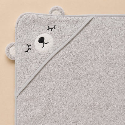Toalla con Capucha para Bebé — Osito Gris